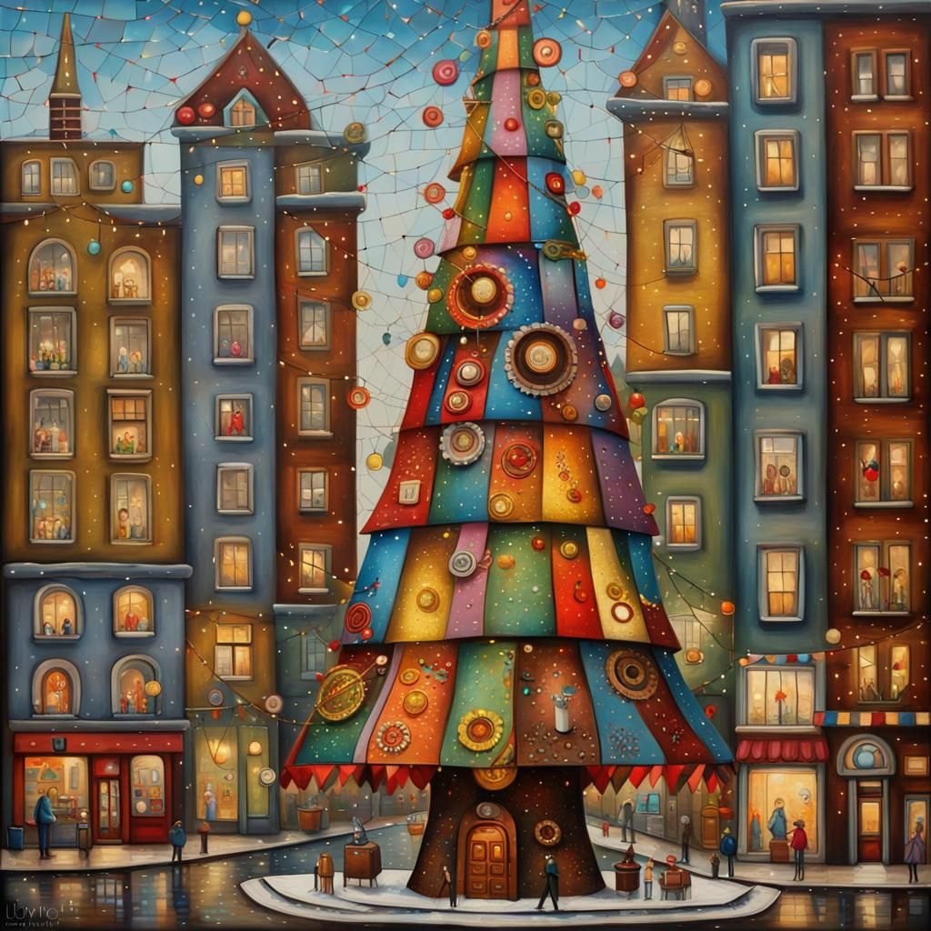 Steampunk Christmas Pylon in Folk Art Style