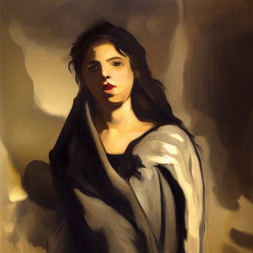 Woman in Ruins: A Romanticism-Style Portrait