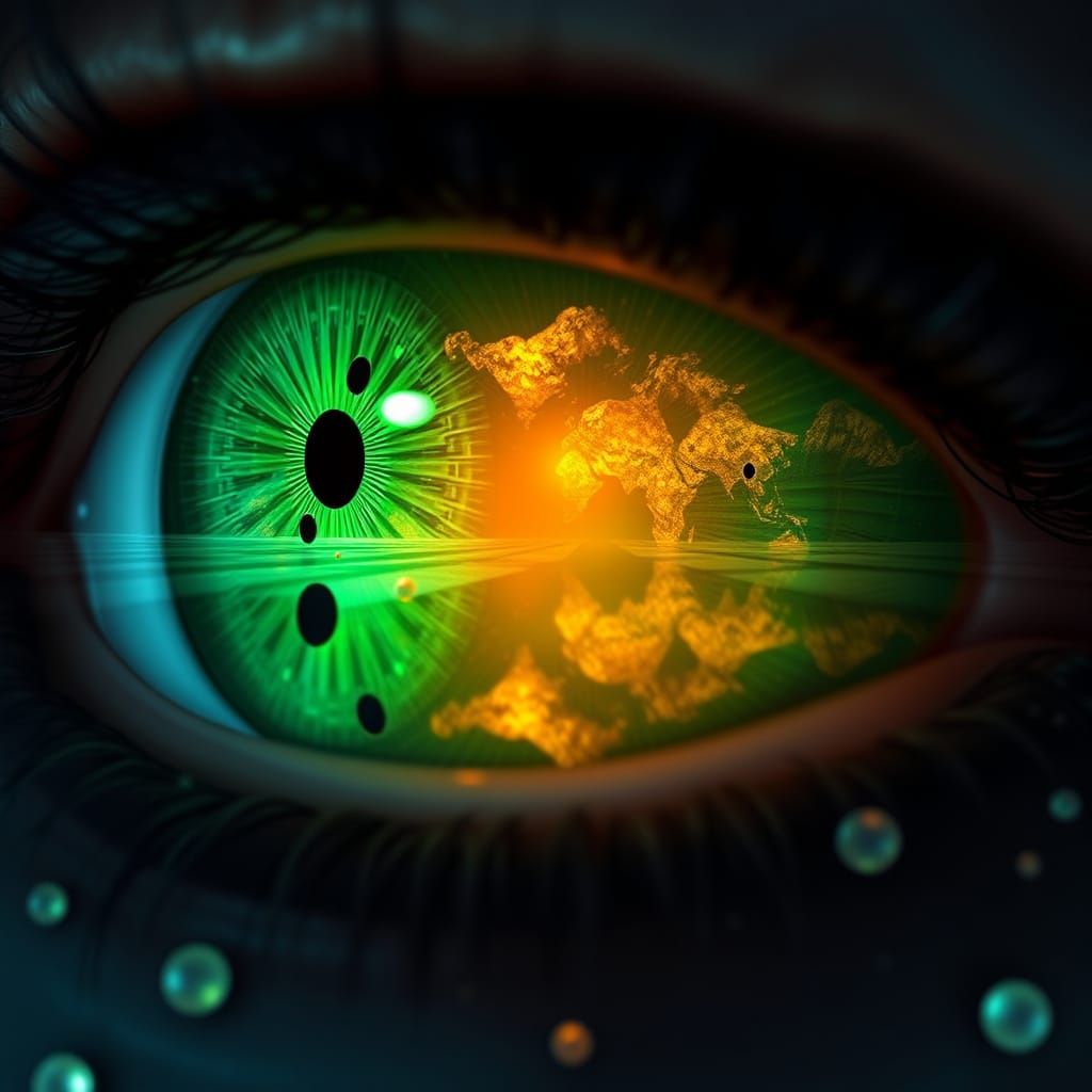 Fantastical World Reflected in Enchanted Emerald Eyes