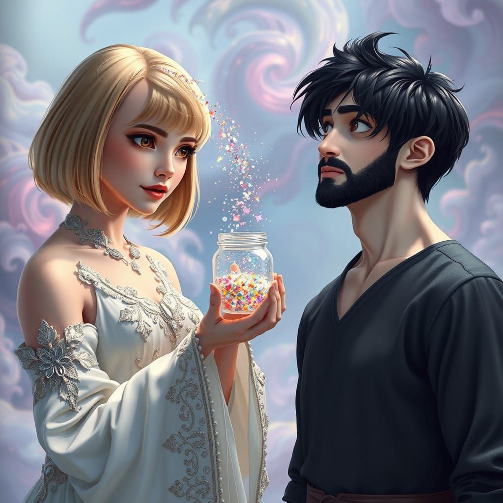 Fantastical Scene of Enchantment in a Vibrant Whimsical Worl...