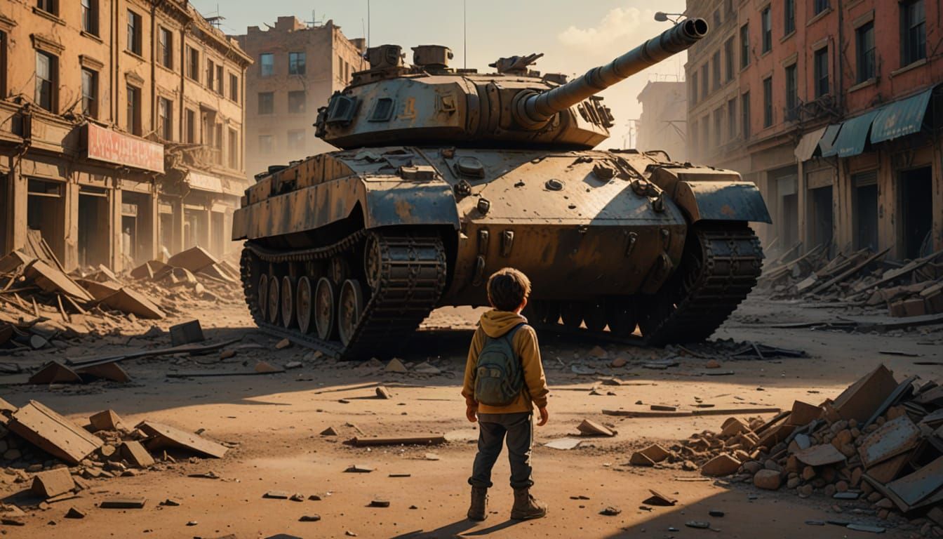 Young Rebel Stands Firm Against War-Torn City