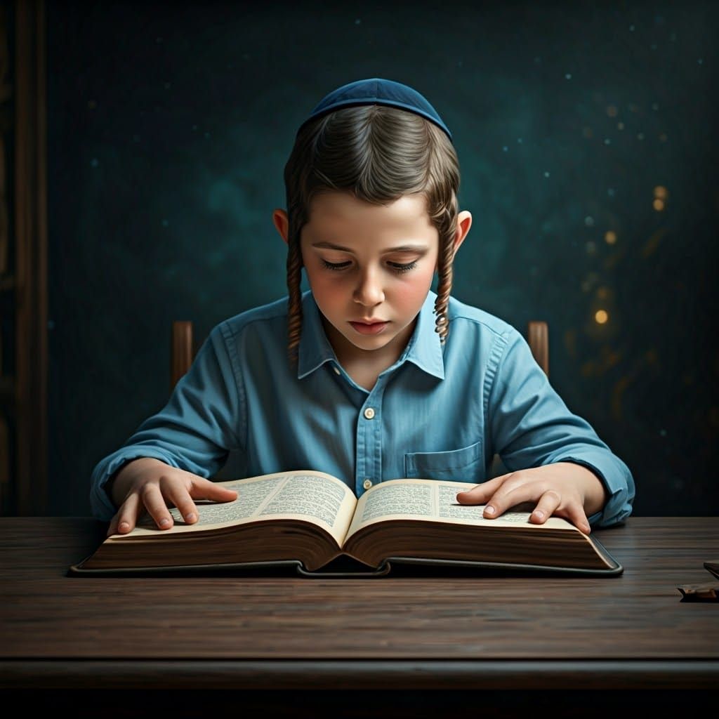 Mystical Boy Reading Ancient Book: Fantasy Art