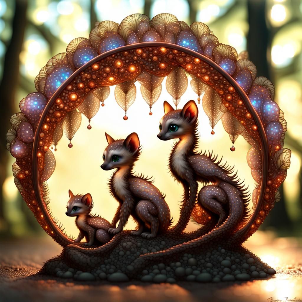 Copper Spotted Newborns in Backlit Forest