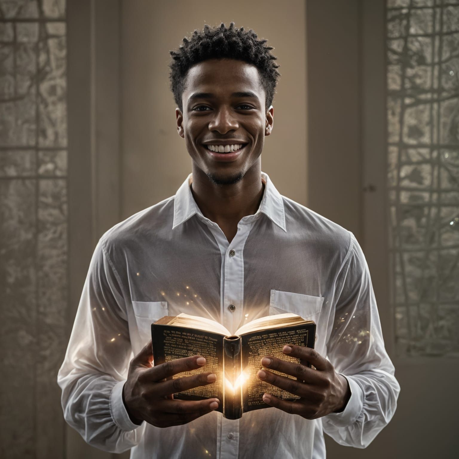 Radiant Man with Glass Chest and Bible Heart
