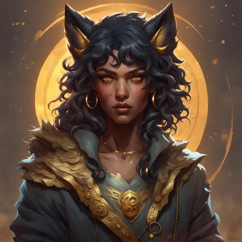Werewolf Girl Portrait in Hyperdetailed Fantasy Art
