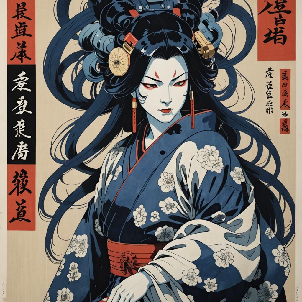 Kabuki Performance in Ukiyo-e Style