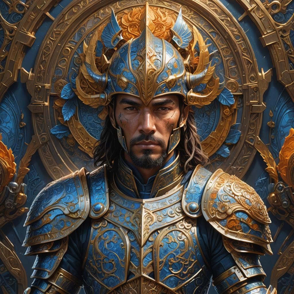 Majestic Warrior Portrait in Art Nouveau Style
