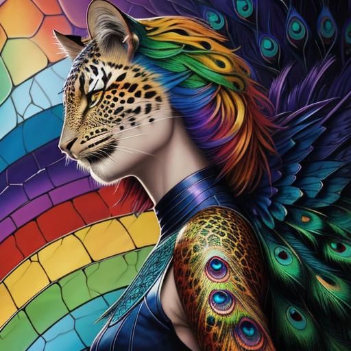 Woman with Rainbow Dragon Scales in Comic Book Art