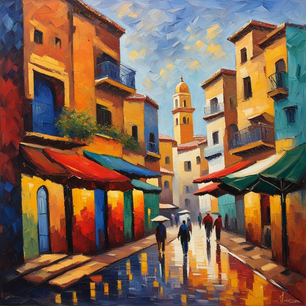 Casablanca, Morocco in Expressionist Oil Painting Style