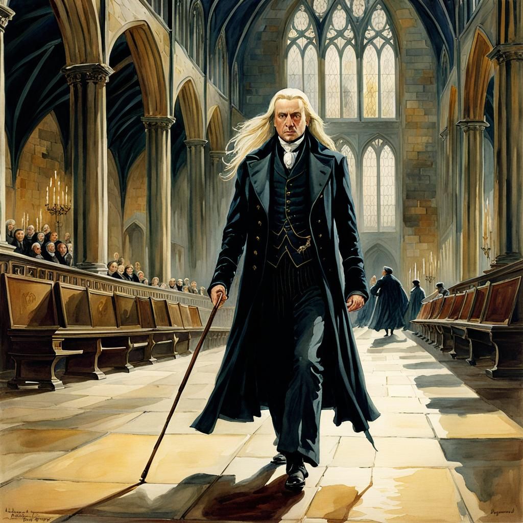 Lucius Malfoy Strutting in Hogwarts Great Hall
