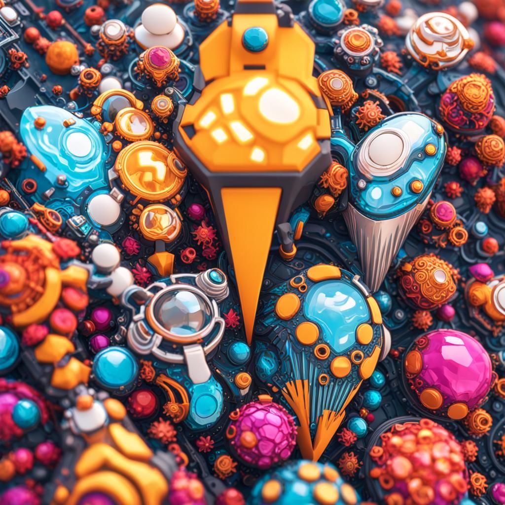 Ice Cream in Yayoi Kusama Graffiti Art Style