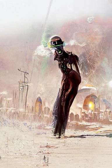 Robotic Face in Cyberpunk Style Digital Art