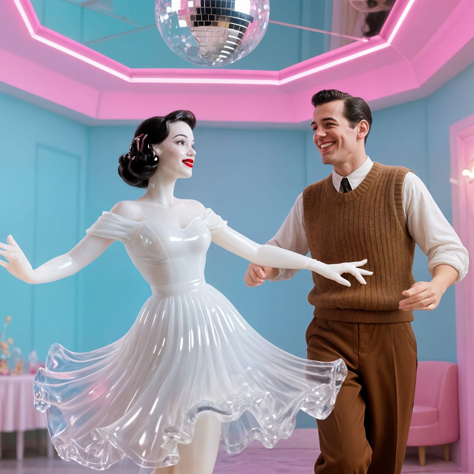 Milk Glass Lady Dances with Vintage Man