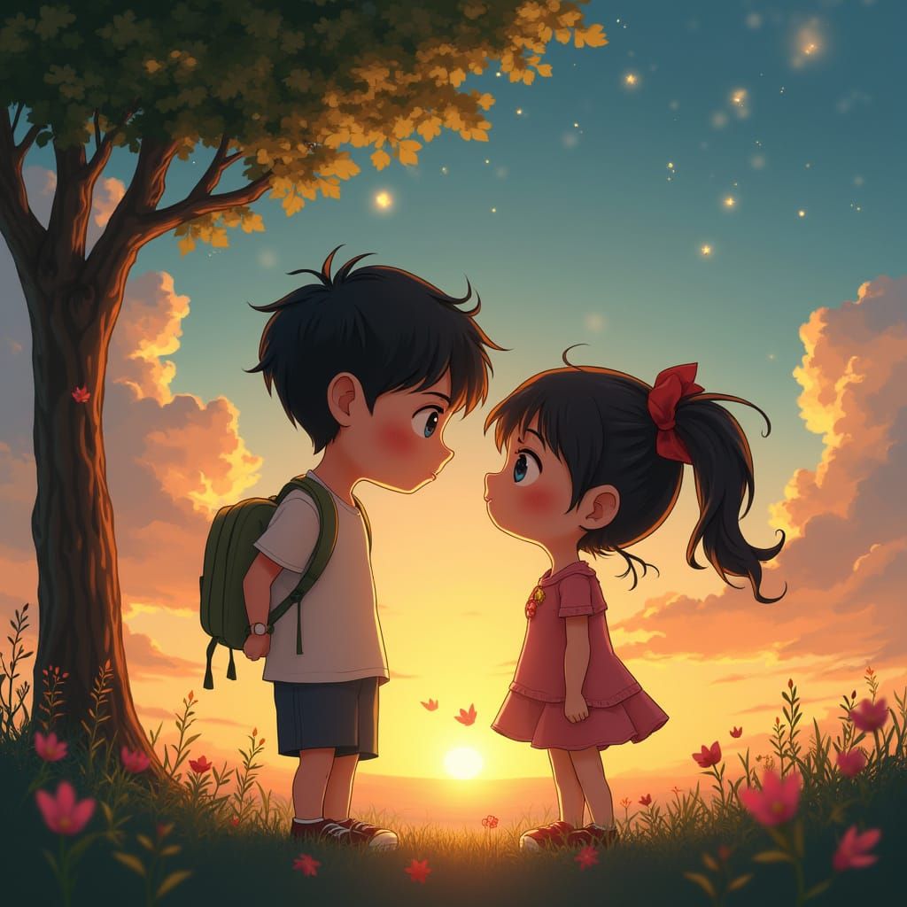 Lonely Man Remembers Loved One in Anime Style