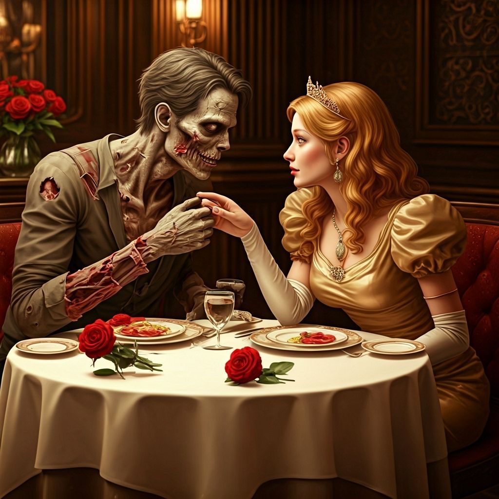 Princess Dines With Zombie in Elegant Restaurant