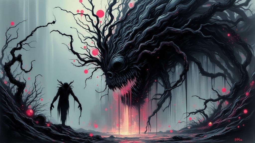 Colossal Snarling Maw Emerges from Shadows