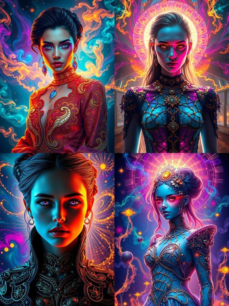 Realistic Figure in Vibrant Digital Art with Cosmic and Goth...