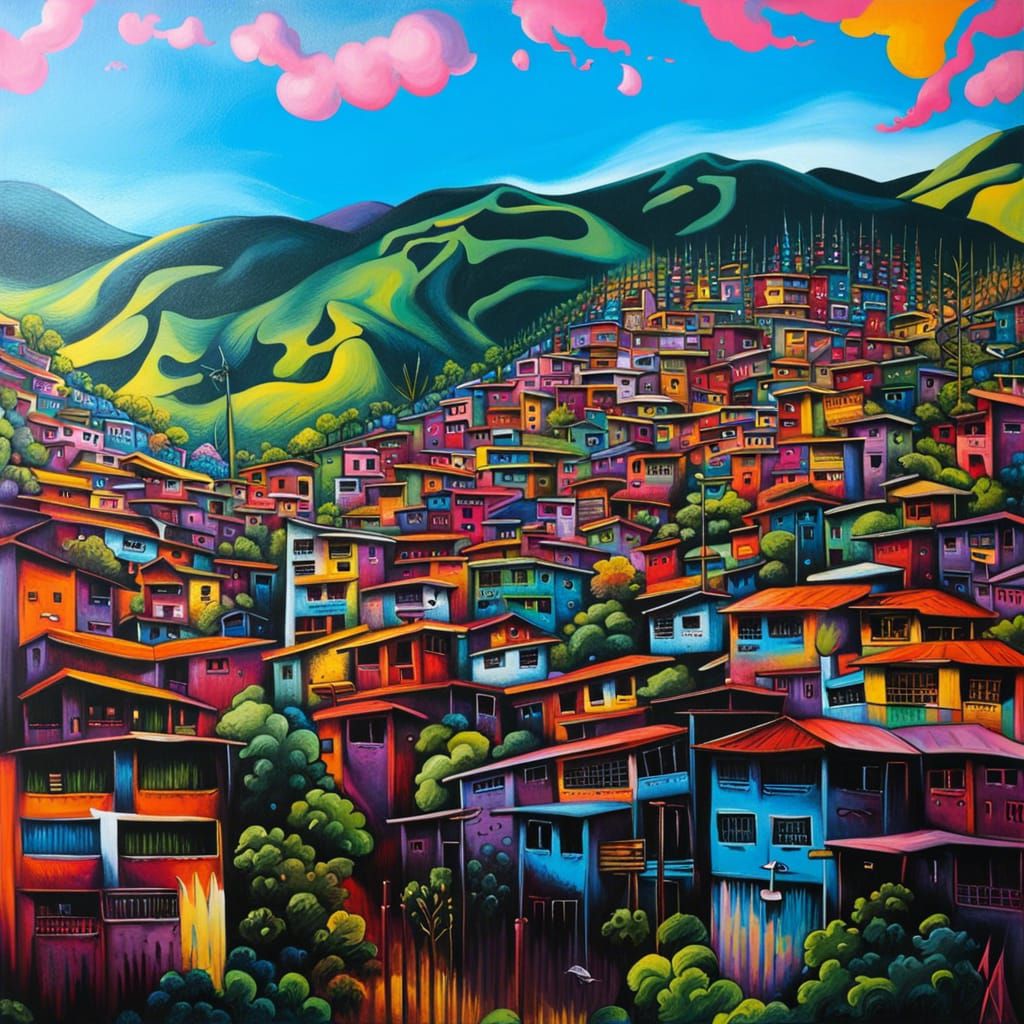 Colorful Graffiti Art Mural of Comuna 13, Medellín