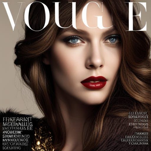 Vogue Cover with Beautiful Woman: Hyperrealistic Photo