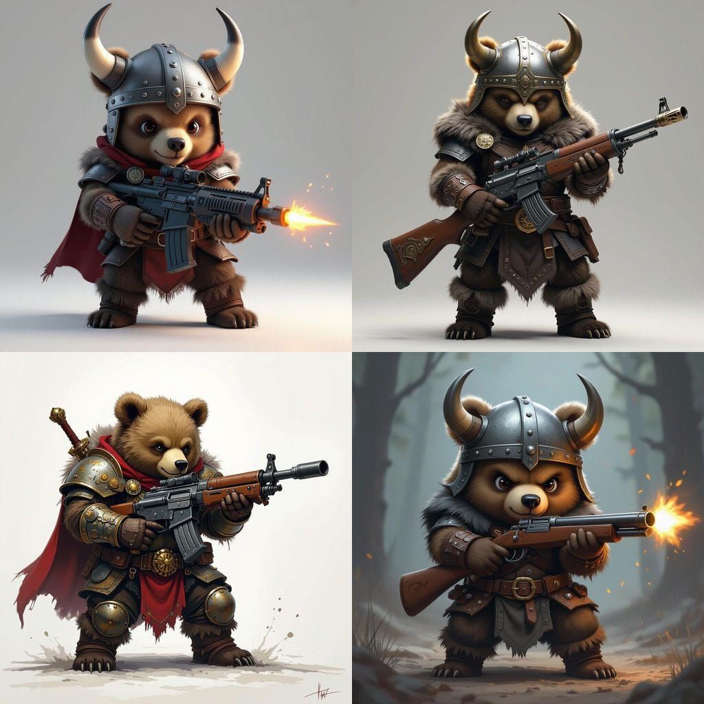 Baby Bear Viking Warrior with Gun