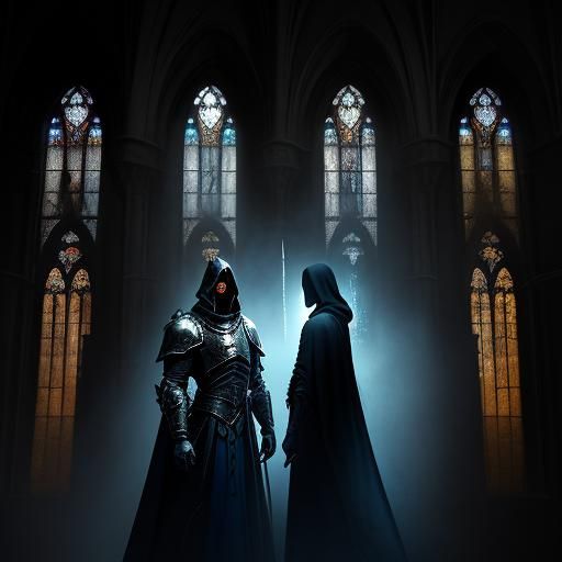 Grim Reaper Takes Knight in Ruined Cathedral