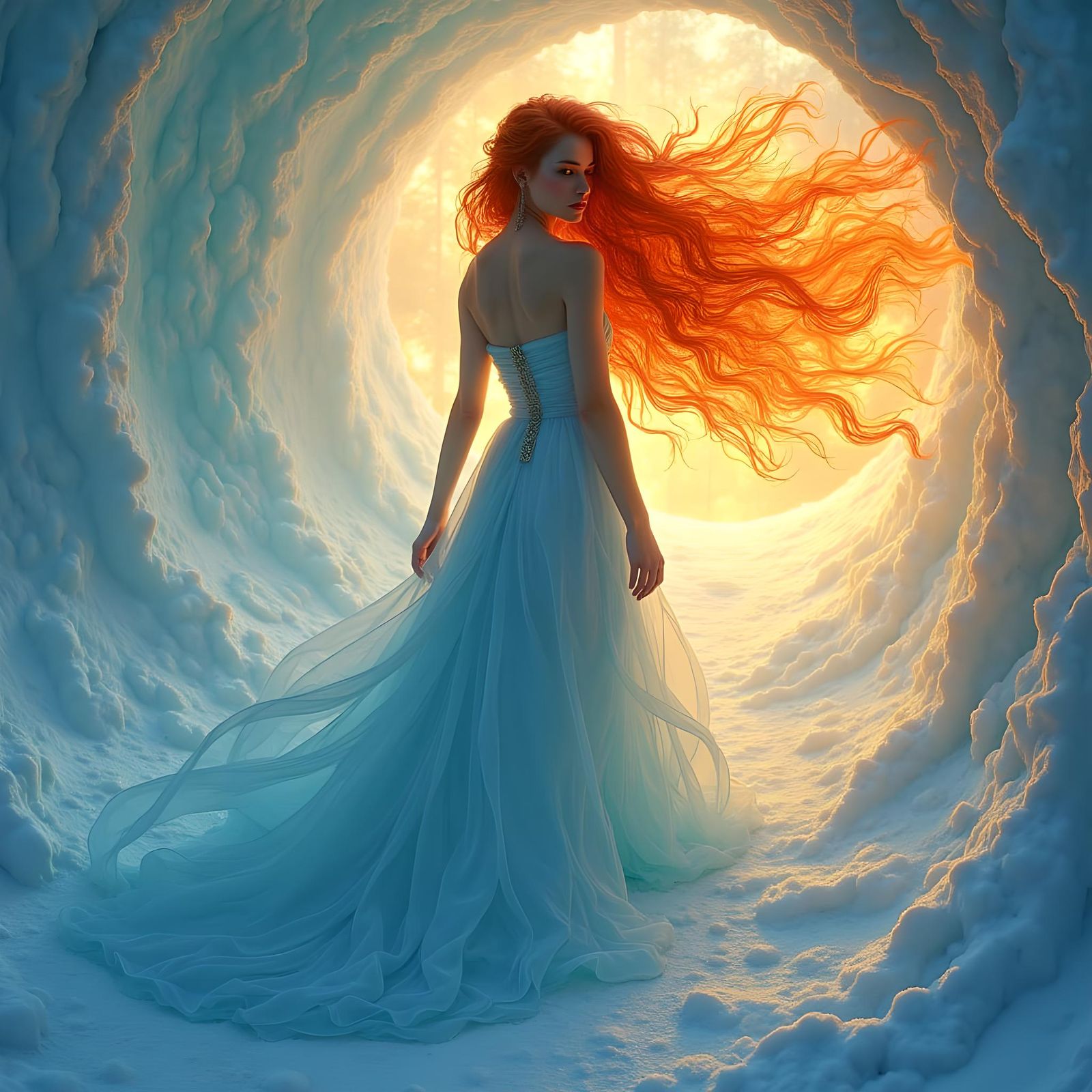 Ice and Fire Goddess Digital Art