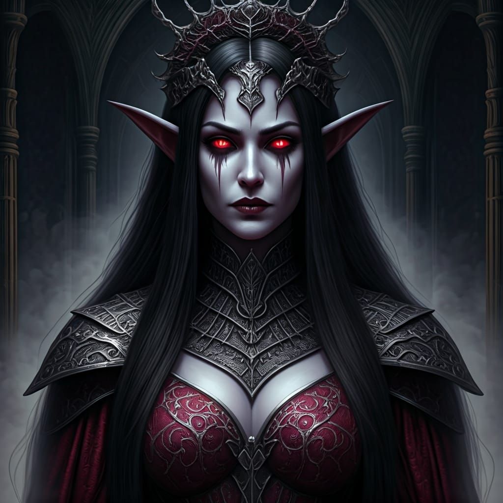 Gothic Dark Elf Priestesses in a Decadent Court