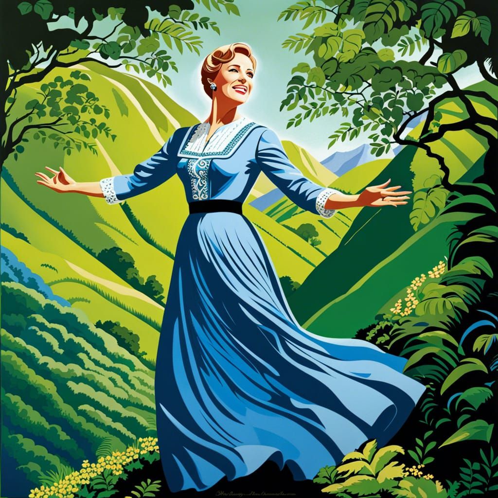 Head and shoulders portrait of a happy Julie Andrews of soun...