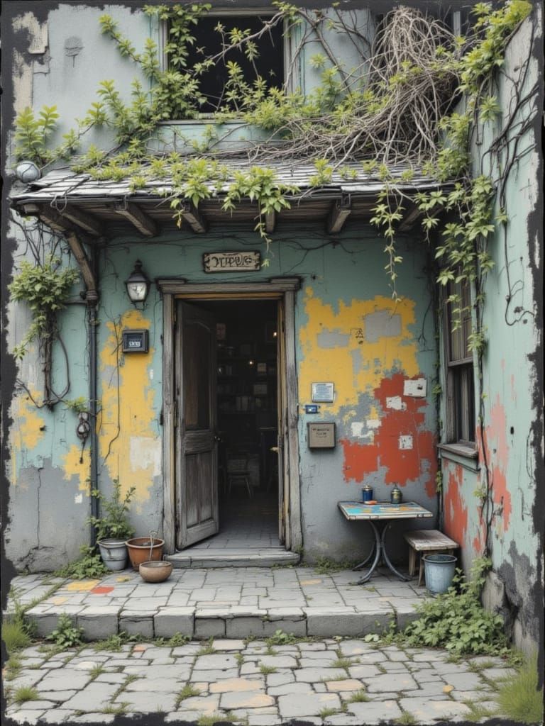 Moonlit Garden Scene in Soft Pastel Colors