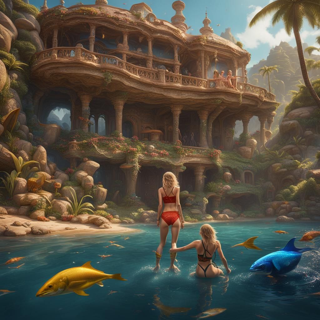 Taylor Swift in Bikini: Detailed Fantasy Art