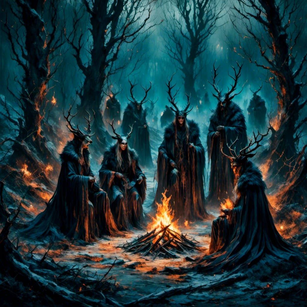 Dark Winter Forest Pagan Ritual