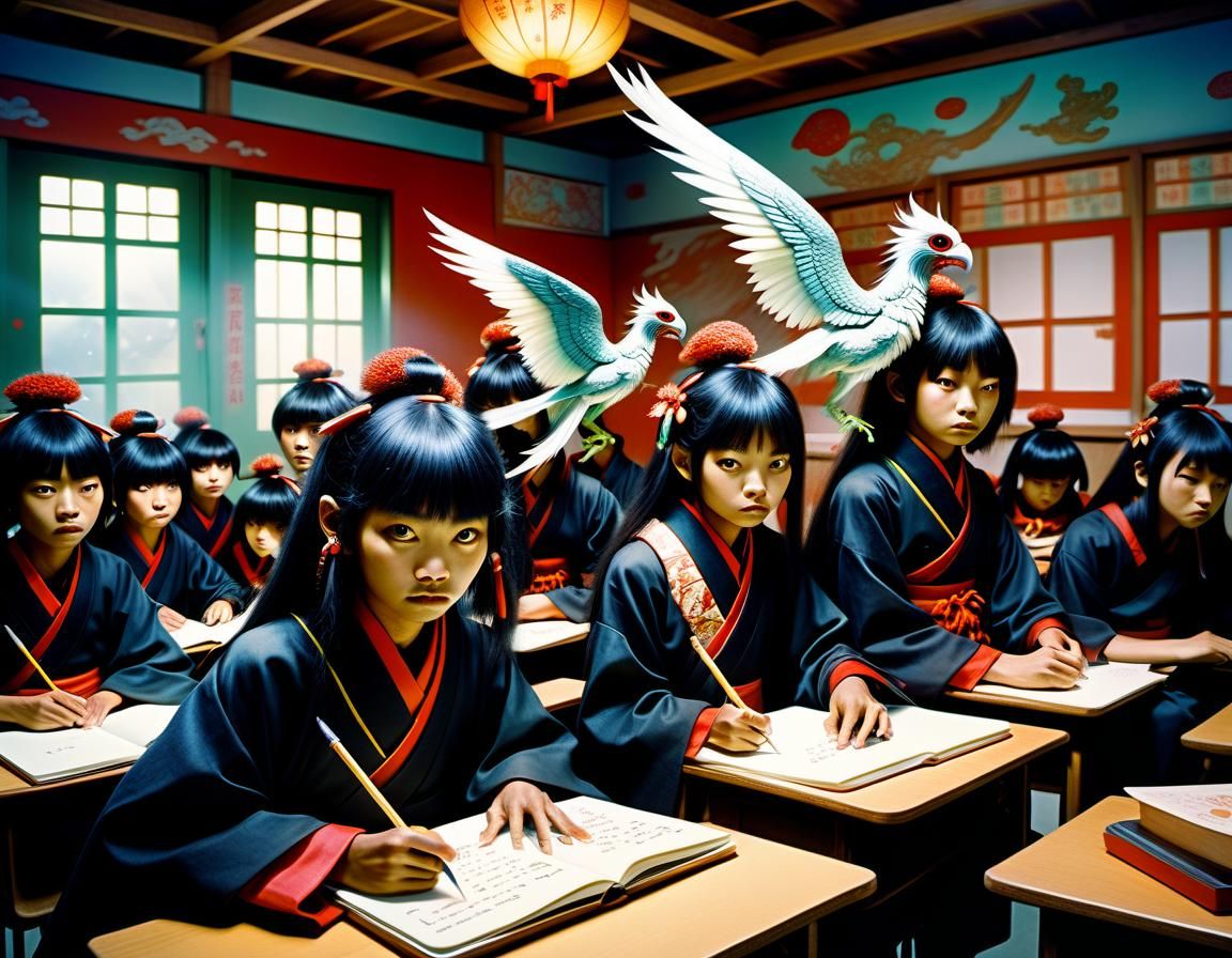 Tengu in Classroom with Oni Students