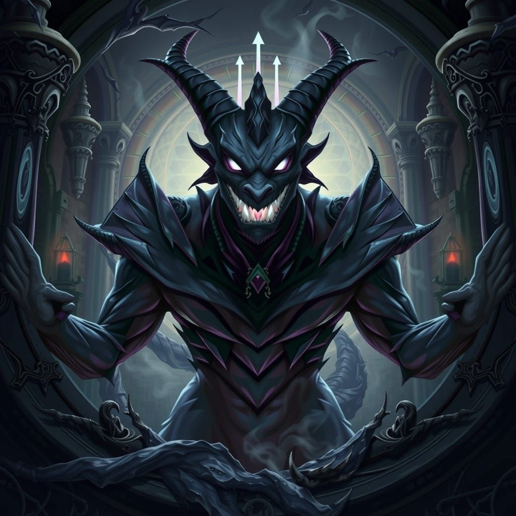 Dark Fantasy Horror Art of Malevolent Spyro in Gothic Ruins