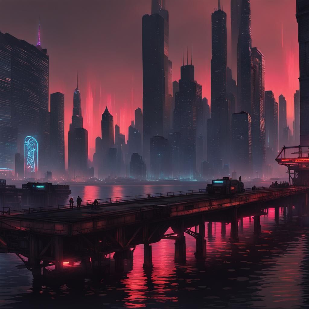 Chicago Docks in Cyberpunk 2099 Style