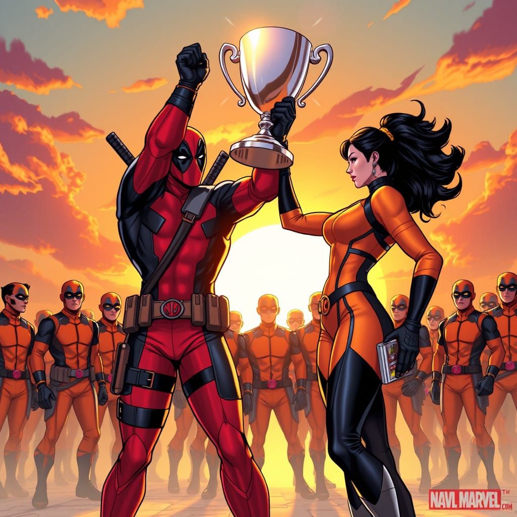 Deadpool and Psylocke Celebrate with Vibrant Dutch Superhero...