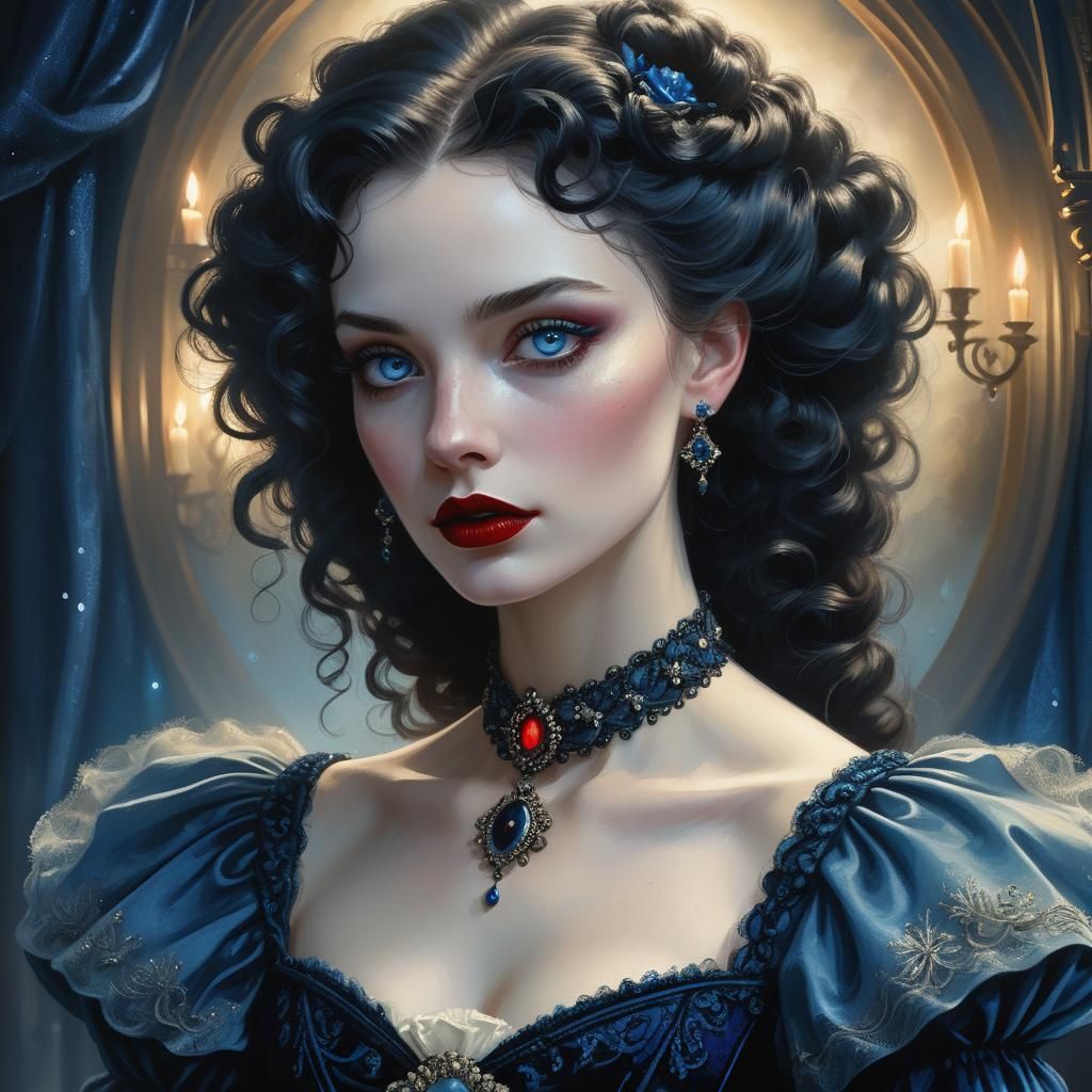 Fantasy Portrait of Woman with Black Hair in Greg Rutkowski ...
