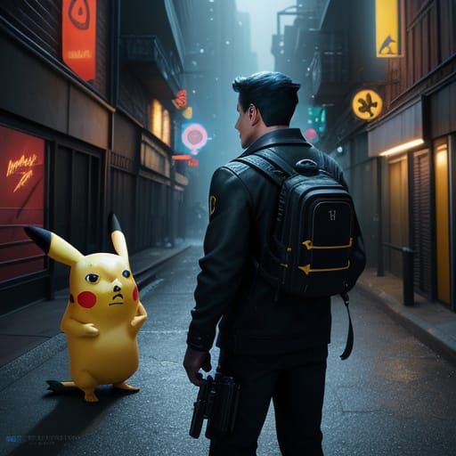 Pikachu Unleashes Fury in Neon City Alleyway