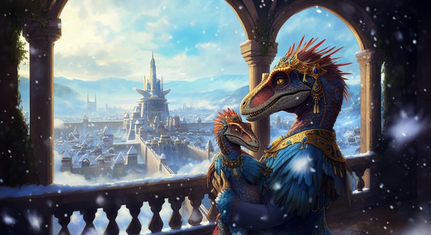 Surreal Anime Masterpiece Depicts Grand Balcony Scene with F...