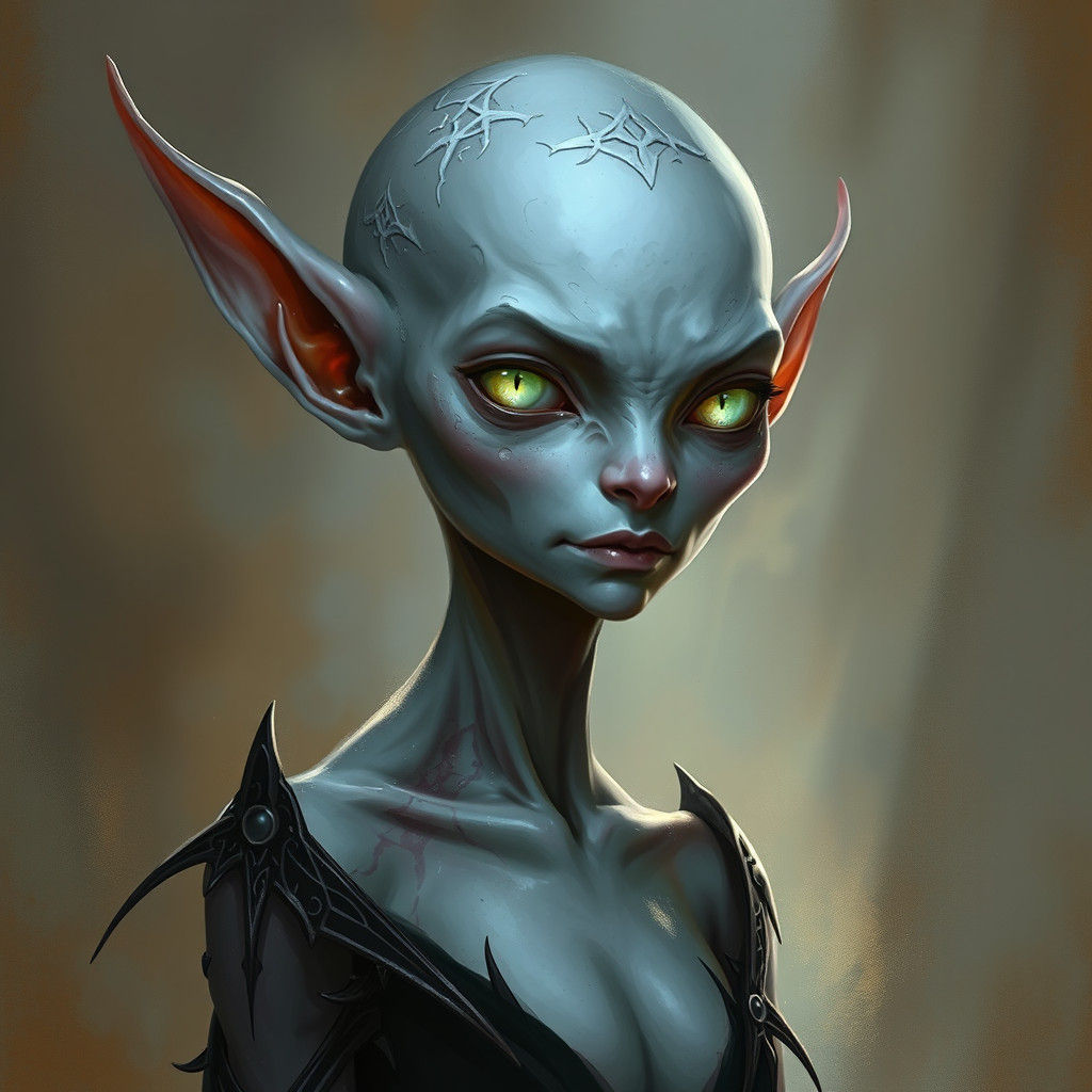 Elfin Goblin Female with Opalescent Eyes