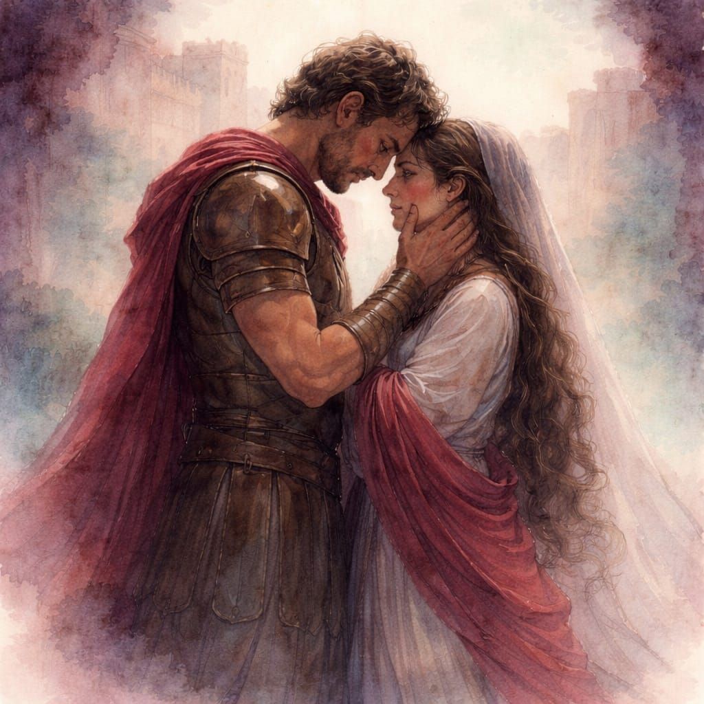 Hector and Andromache's Tender Farewell in Troy