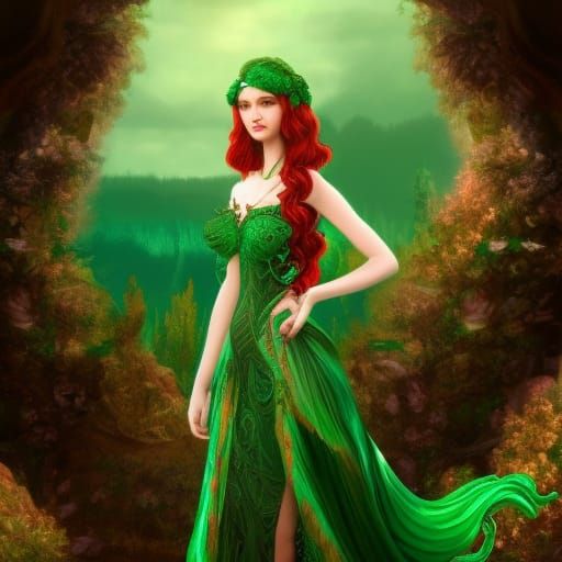 Emerald Beauty in a Fantasy Concept Art