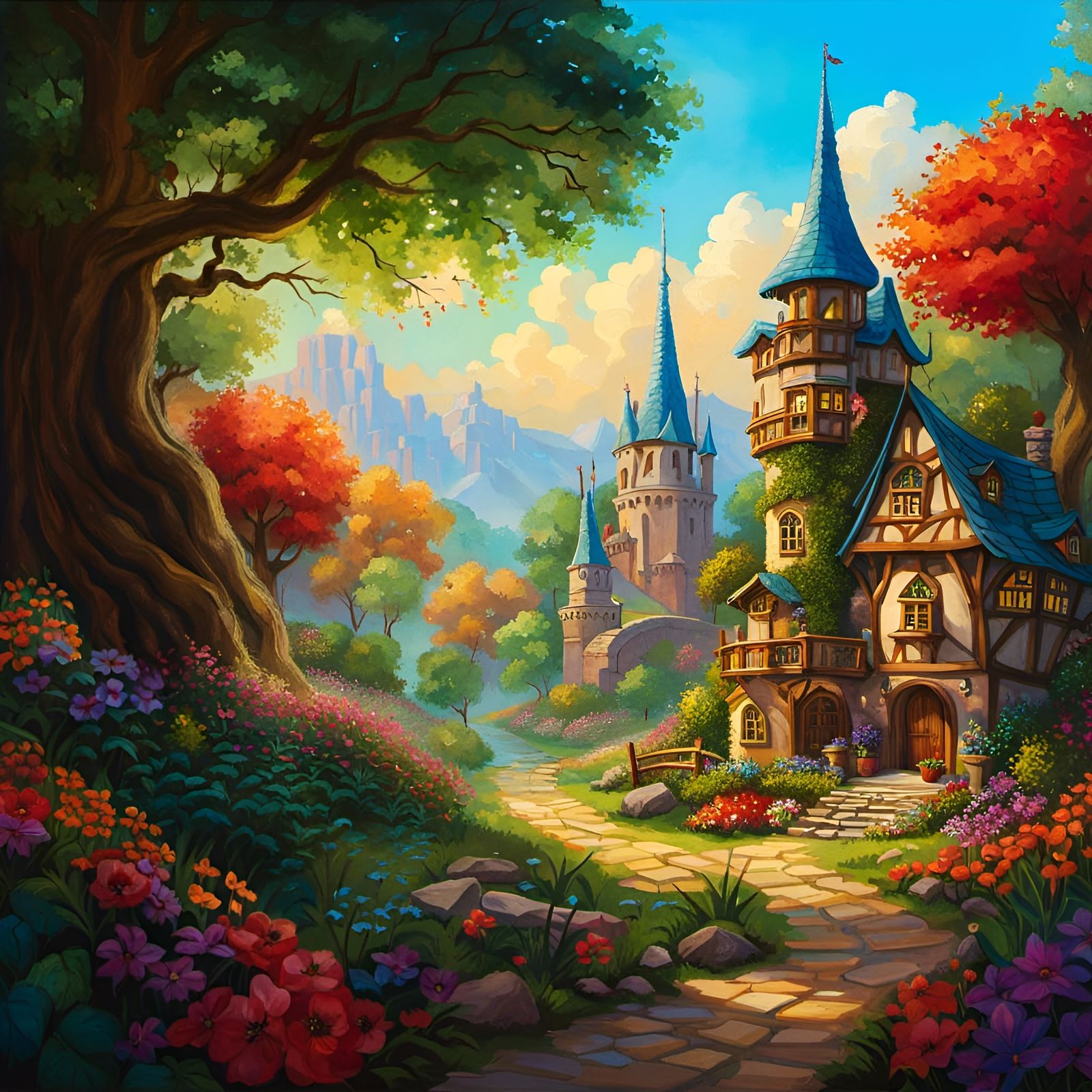 Little fairy house, stained glass colors