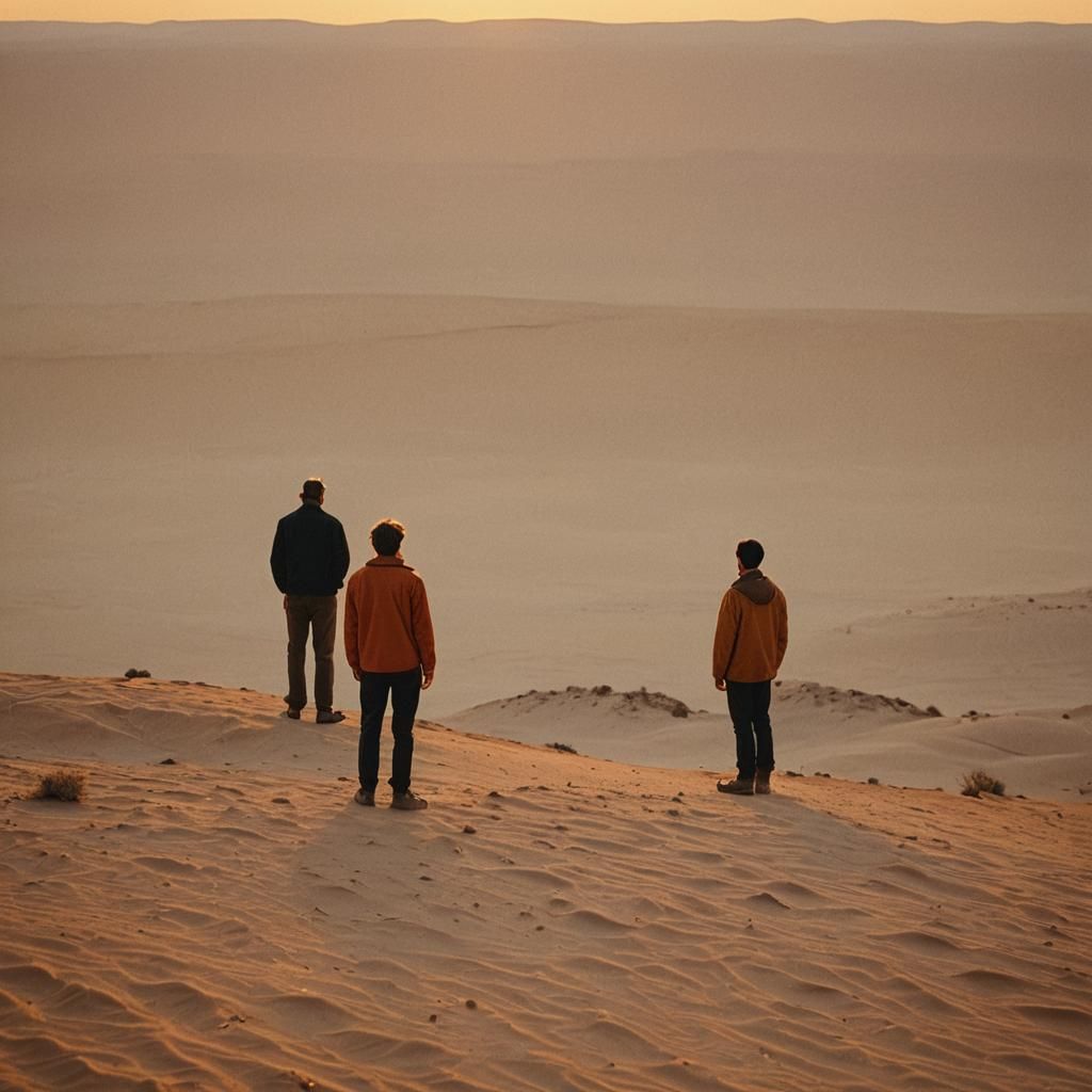 Desert Silhouette in Warm Post-Impressionist Style