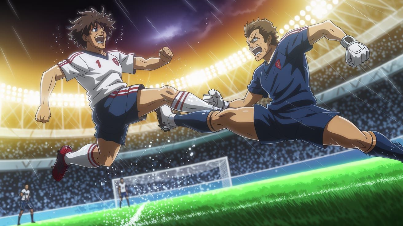 High-Stakes Soccer Final in Dynamic Anime Style