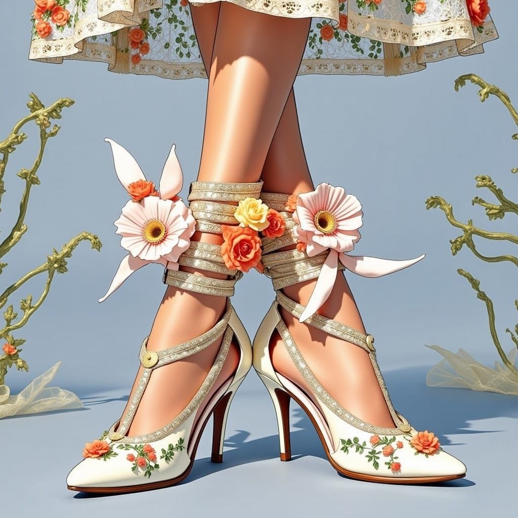 Luxurious Rococo Shoes for Elegant Ladies