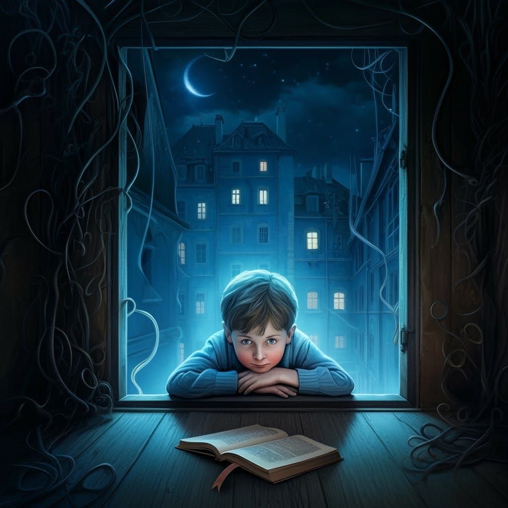 Child Gazing Through Hatch in Floor