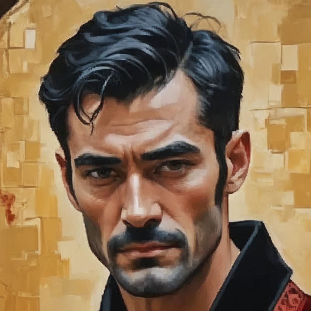 Portrait of a Handsome Man in Red Velvet Robe