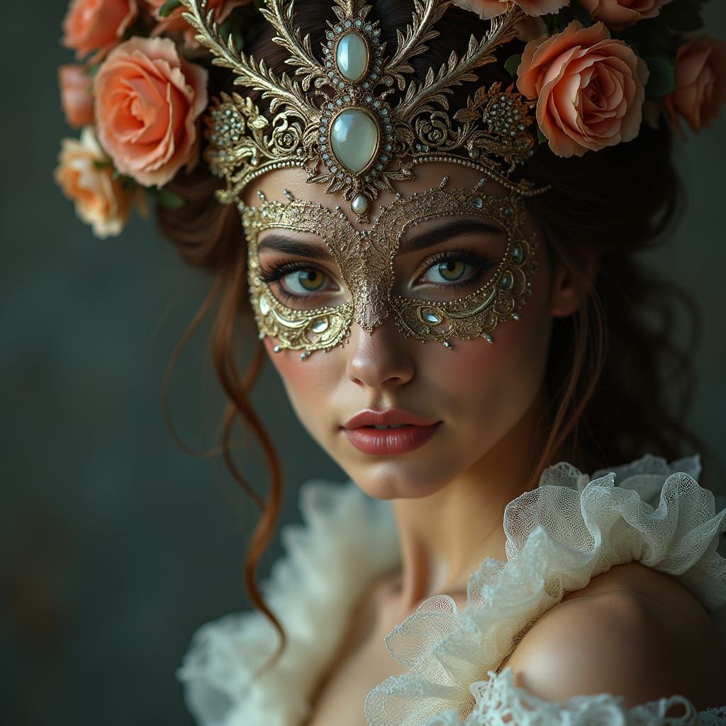 Ethereal Goddess in Lavish Regalia, Masterpiece in Impressiv...