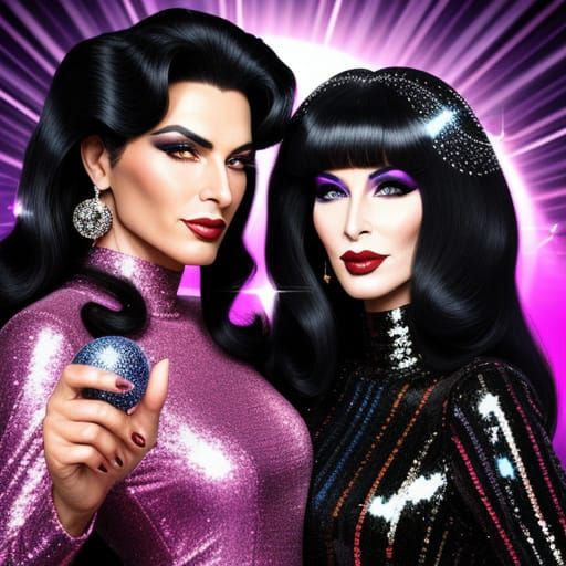 Glamorous Disco Era Drag Couple in Baccara Style