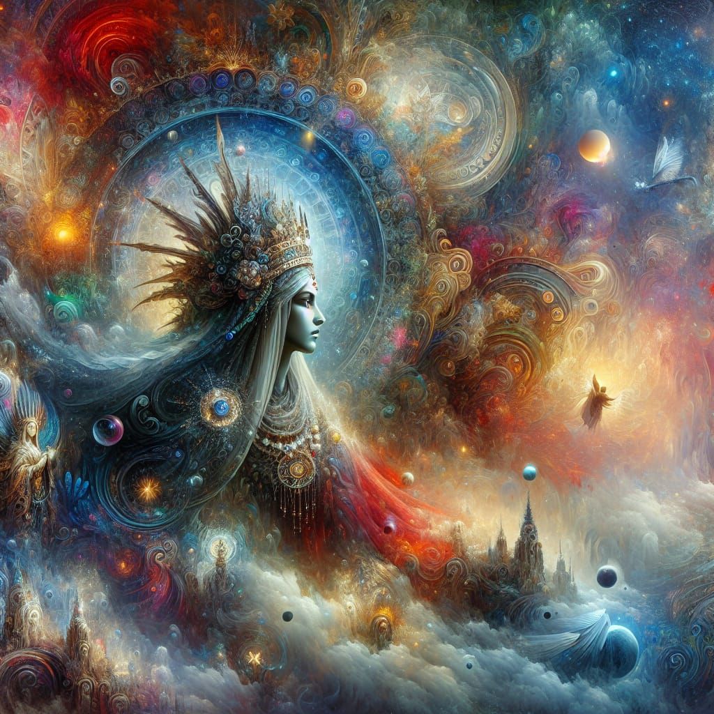 Detailed Matte Painting of Holy Mary in 8k